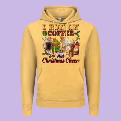 I Run On Coffee And Christmas Cheer Vintage Hoodie Designed By Fadigitalartstudio