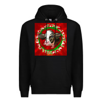 Black christmas holstein calf face Premium Hoodie - LillyAllenDesigns