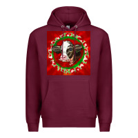 Burgundy christmas holstein calf face Premium Hoodie - LillyAllenDesigns