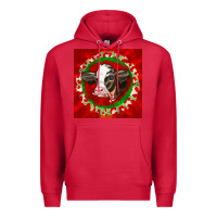 Cardinal christmas holstein calf face Premium Hoodie - LillyAllenDesigns