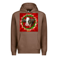 Chestnut christmas holstein calf face Premium Hoodie - LillyAllenDesigns