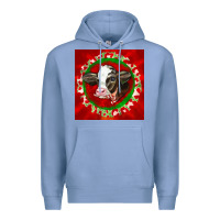 Colony Blue christmas holstein calf face Premium Hoodie - LillyAllenDesigns