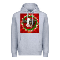 Heather Grey christmas holstein calf face Premium Hoodie - LillyAllenDesigns