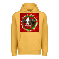 Mustard christmas holstein calf face Premium Hoodie - LillyAllenDesigns