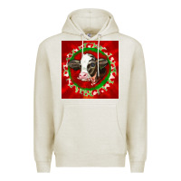 Oatmeal Heather christmas holstein calf face Premium Hoodie - LillyAllenDesigns