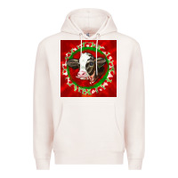 Pale Pink christmas holstein calf face Premium Hoodie - LillyAllenDesigns