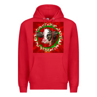 Red christmas holstein calf face Premium Hoodie - LillyAllenDesigns