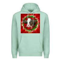 Seafoam christmas holstein calf face Premium Hoodie - LillyAllenDesigns
