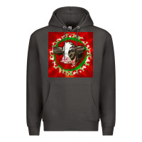 Smoke christmas holstein calf face Premium Hoodie - LillyAllenDesigns