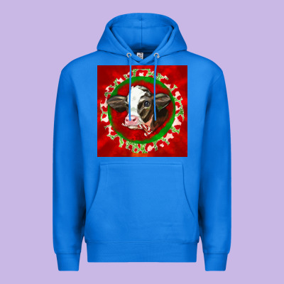 Christmas Holstein Calf Face Premium Hoodie Designed By Lillyallendesigns