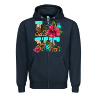 Navy love summer with flowers Zipper Hoodie - AdoDesignShop