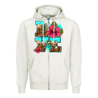 Oatmeal Heather love summer with flowers Zipper Hoodie - AdoDesignShop