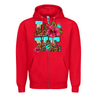 Red love summer with flowers Zipper Hoodie - AdoDesignShop