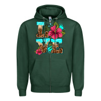Sports Green love summer with flowers Zipper Hoodie - AdoDesignShop