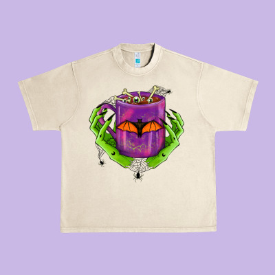 Halloween Coffee Cup With Hands Urban Heavy Tee Designed By Fadigitalartstudio