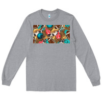 Heather Grey american  football with turquoise license plate Long Sleeve Tee - BundleAndBundleShop