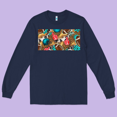 American  Football With Turquoise License Plate Long Sleeve Tee Designed By Bundleandbundleshop