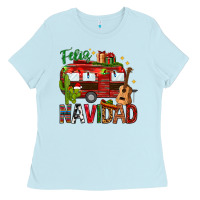 Baby Blue Feliz Navidad Christmas Mexico Ladies Tee - HowdyJamesFarm