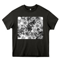 Asphalt black and white floral Heavy Core Tee - TumblerDesignByShophia