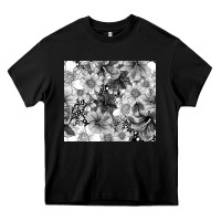 Black black and white floral Heavy Core Tee - TumblerDesignByShophia