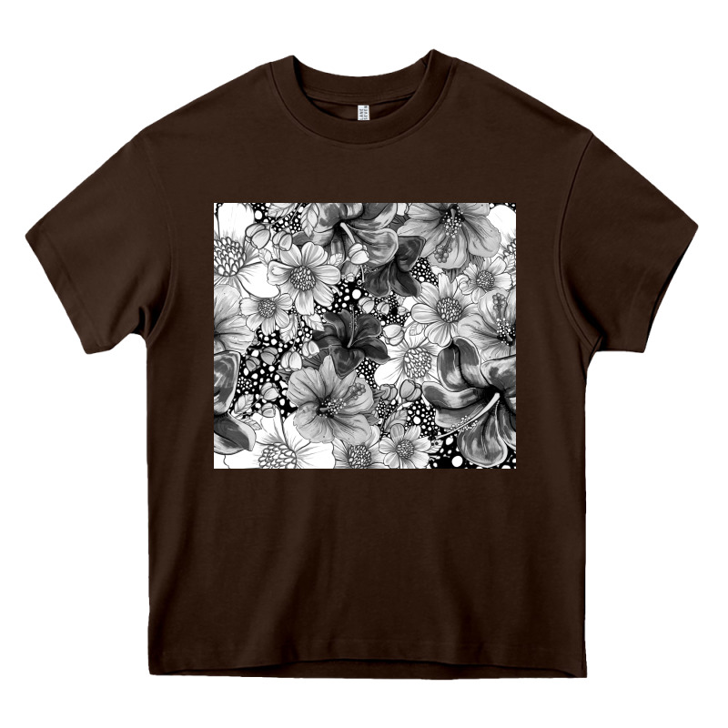 Black And White Floral Heavy Core Tee by TumblerDesignByShophia | Teevron