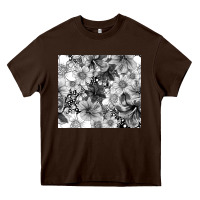 Chocolate Brown black and white floral Heavy Core Tee - TumblerDesignByShophia