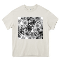 Cream black and white floral Heavy Core Tee - TumblerDesignByShophia