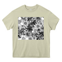Mossy black and white floral Heavy Core Tee - TumblerDesignByShophia