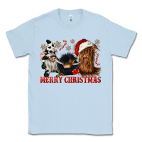 Dusty Blue merry christmas heifer cow gnomies Classic Tee - CowGirlArtShop