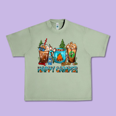 Happy Camper Coffee Cups Urban Heavy Tee Designed By Fadigitalartstudio