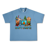 Pebble Blue Happy Camper Coffee Cups Urban Heavy Tee - FaDigitalArtStudio