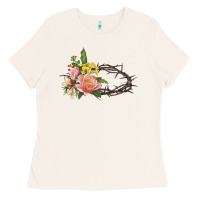 Bone Crown of thorns floral Easter Ladies Tee - CowGirlArtShop