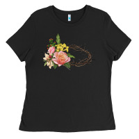 Black Crown of thorns floral Easter Ladies Tee - CowGirlArtShop