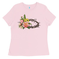 Bubblegum Pink Crown of thorns floral Easter Ladies Tee - CowGirlArtShop