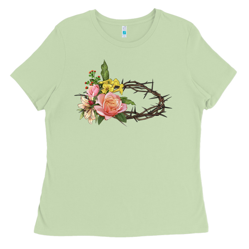 Crown Of Thorns Floral Easter Ladies Tee by CowGirlArtShop | Teevron