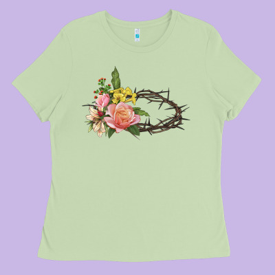 Crown Of Thorns Floral Easter Ladies Tee Designed By Cowgirlartshop