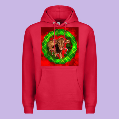 Christmas Red Angus Calf Premium Hoodie Designed By Lillyallendesigns
