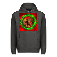 Charcoal Heather christmas red angus calf Premium Hoodie - LillyAllenDesigns