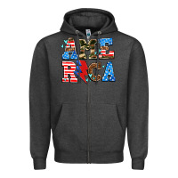 Charcoal Heather america with heart Zipper Hoodie - AdoDesignShop