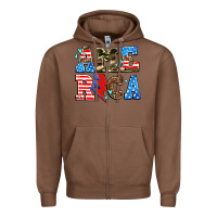 Chestnut america with heart Zipper Hoodie - AdoDesignShop