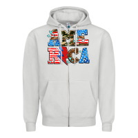 Dove Grey america with heart Zipper Hoodie - AdoDesignShop