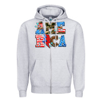 Heather Grey america with heart Zipper Hoodie - AdoDesignShop