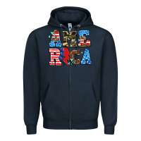 Navy america with heart Zipper Hoodie - AdoDesignShop