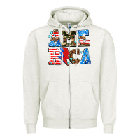 Oatmeal Heather america with heart Zipper Hoodie - AdoDesignShop