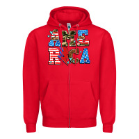 Red america with heart Zipper Hoodie - AdoDesignShop