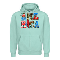 Seafoam america with heart Zipper Hoodie - AdoDesignShop