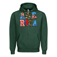 Sports Green america with heart Zipper Hoodie - AdoDesignShop