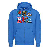 True Royal america with heart Zipper Hoodie - AdoDesignShop