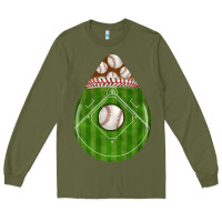 Army Green baseball and western roses teardrop Long Sleeve Tee - BundleAndBundleShop