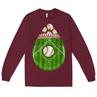 Burgundy baseball and western roses teardrop Long Sleeve Tee - BundleAndBundleShop